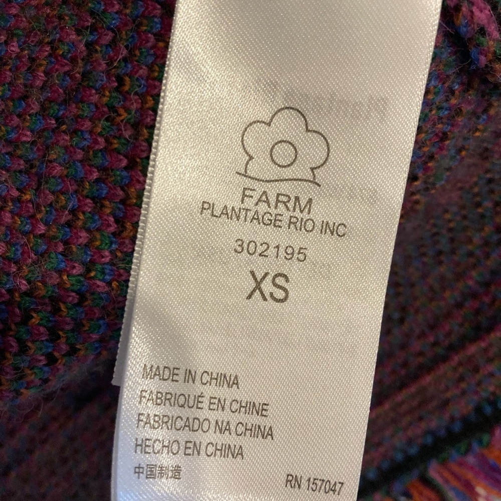 FARM Rio Multicolor Patterned Cardigan Wrap Sweater SZ XS - Picture 6 of 7
